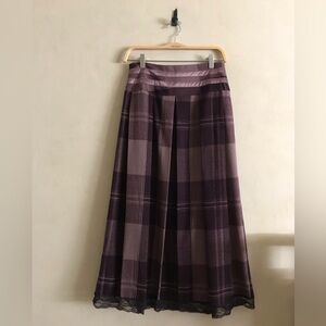 Vintage Plaid Maxi Skirt in Purple